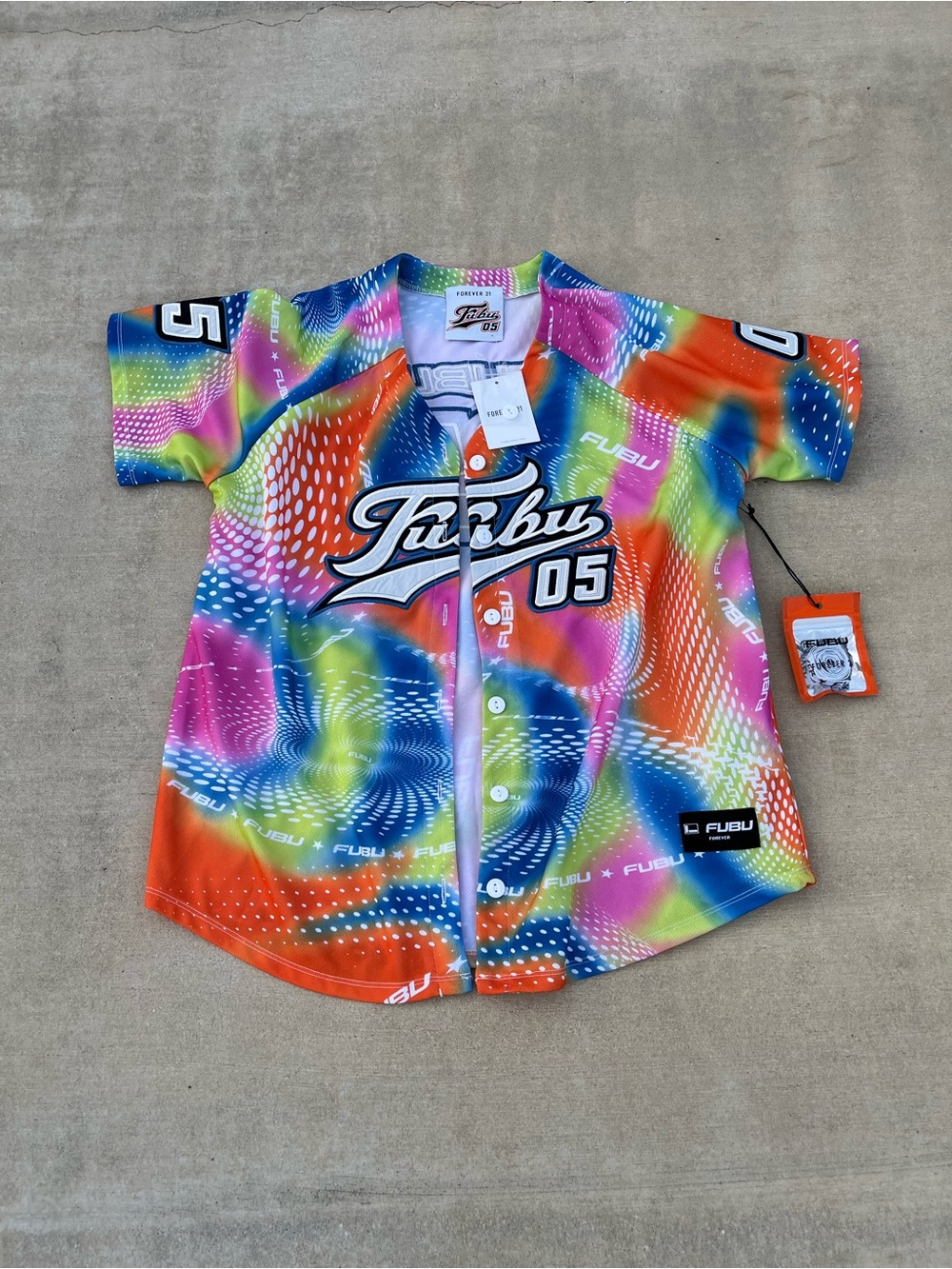 NWT FUBU Ladies Multicolor '05' Streetwear Y2K Jersey size S